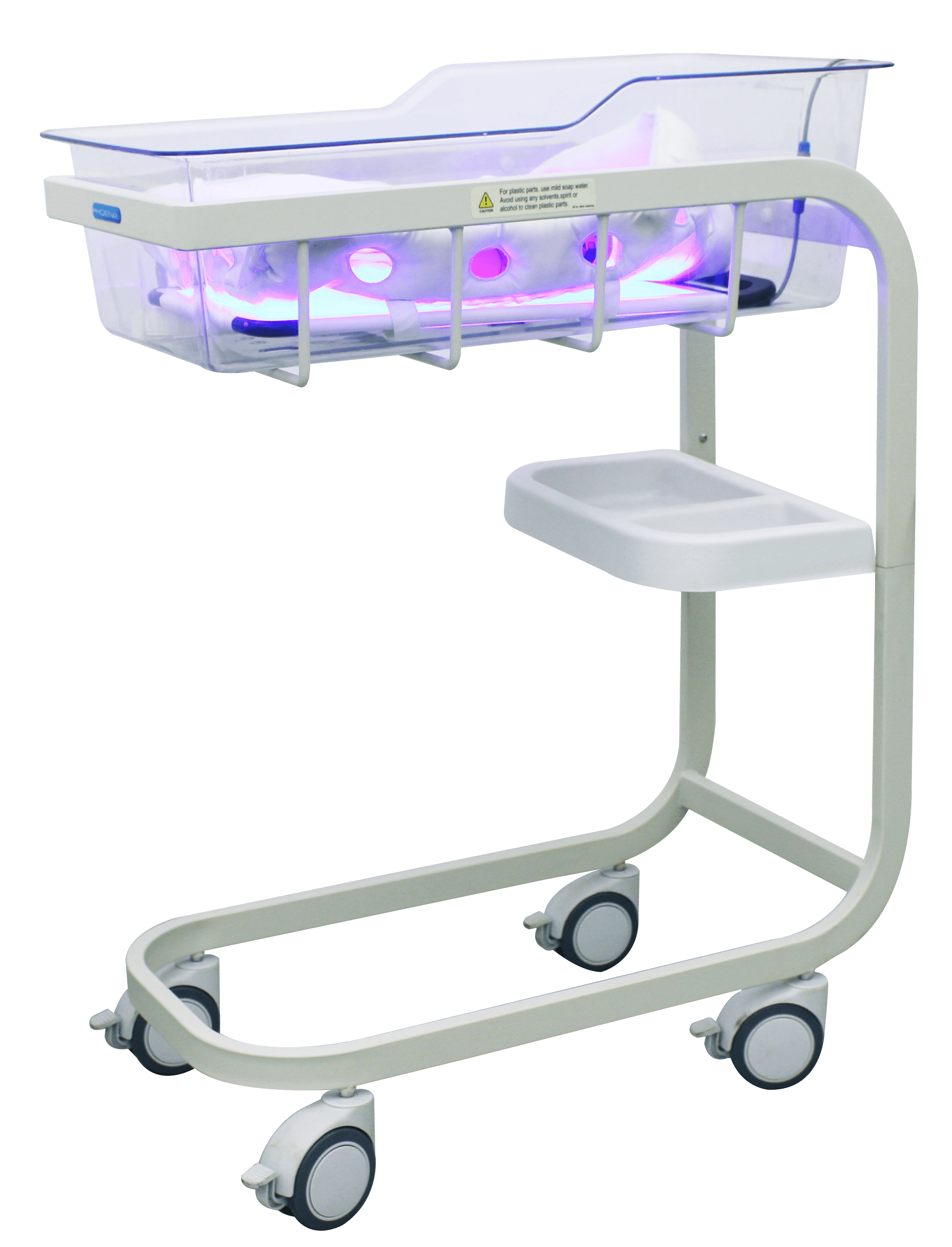 LED phototherapy bed illustrating uniform light distribution for neonatal treatment