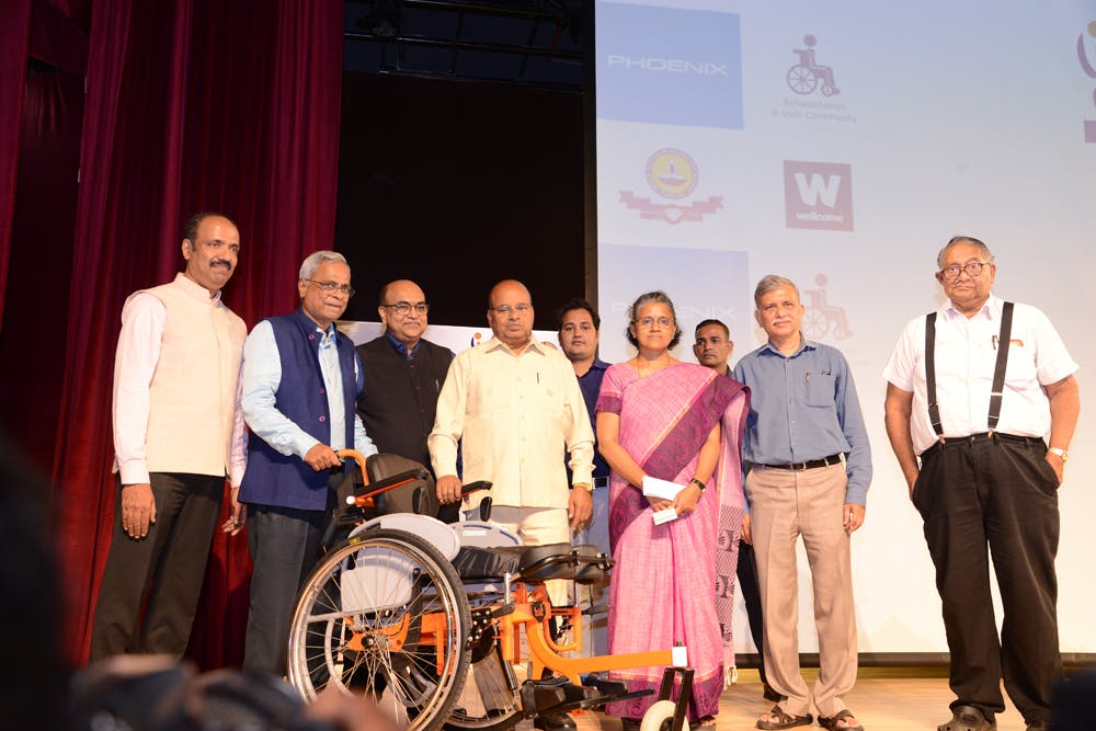 The phoenix team and IIT team at the launch of the Arise wheelchair