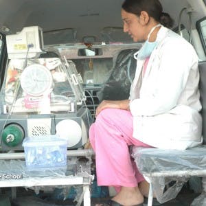 Phoenix Transport incubator in an ambulance